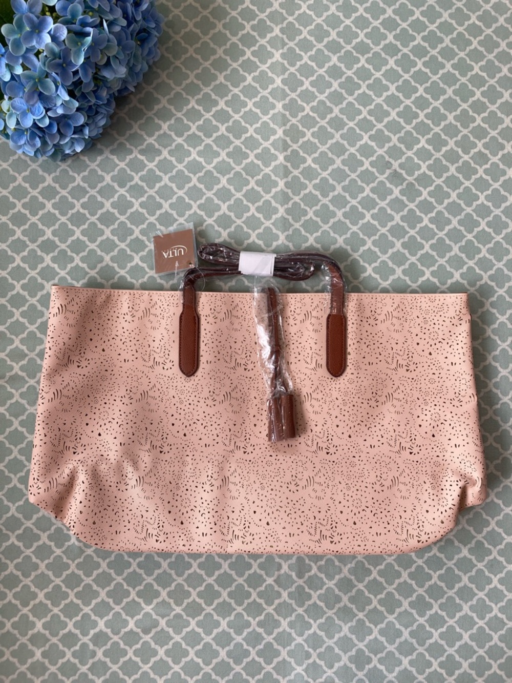 Ulta Cream Gold Perforated Tote Bag NWT